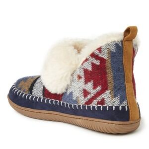 Dearfoams Southwestern Geometric Faux Fur Bootie Slippers Womens Sz 7